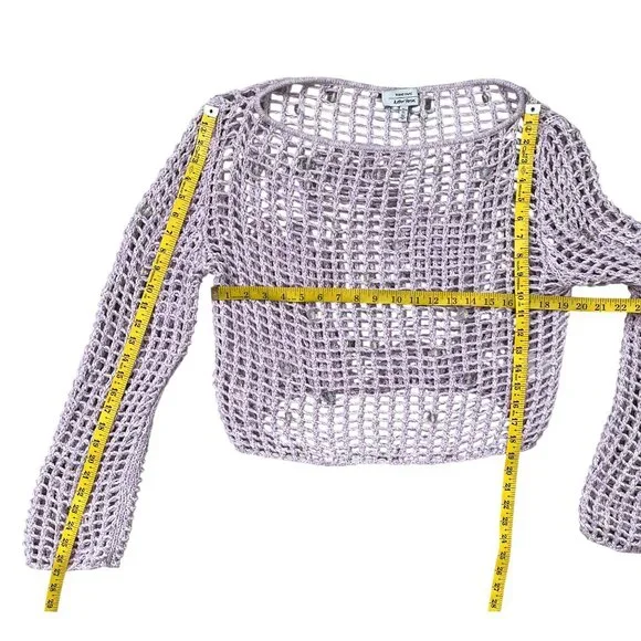 & Other Stories x Susan Fang Lilac Beaded Open Knit Crochet Top Size L